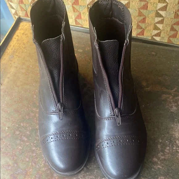 Riding Sport Dover Saddlery Kids Brown Provenance Leather Zip Paddock Boots 5 - Picture 8 of 13